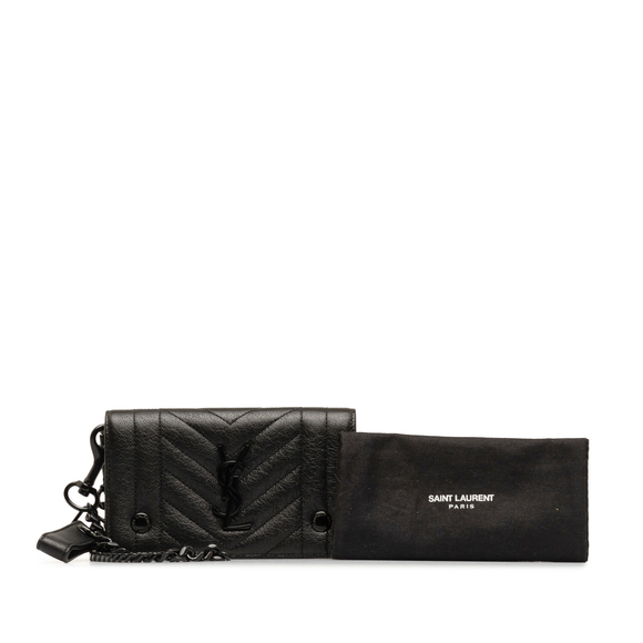 SAINT LAURENT Classic Monogram Matelasse Short Chain Flap Wallet Clutch Bag - Picture 12 of 12
